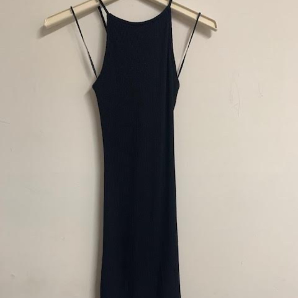 Ribbed Black Mini Dress